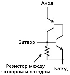 Рис. 4. Более крупные тиристоры имеют резистор между затвором и катодом.