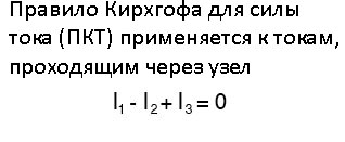 Рис. 4. Правило Кирхгофа для силы тока.