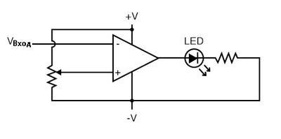 Рис. 4. Компараторная схема на ОУ.